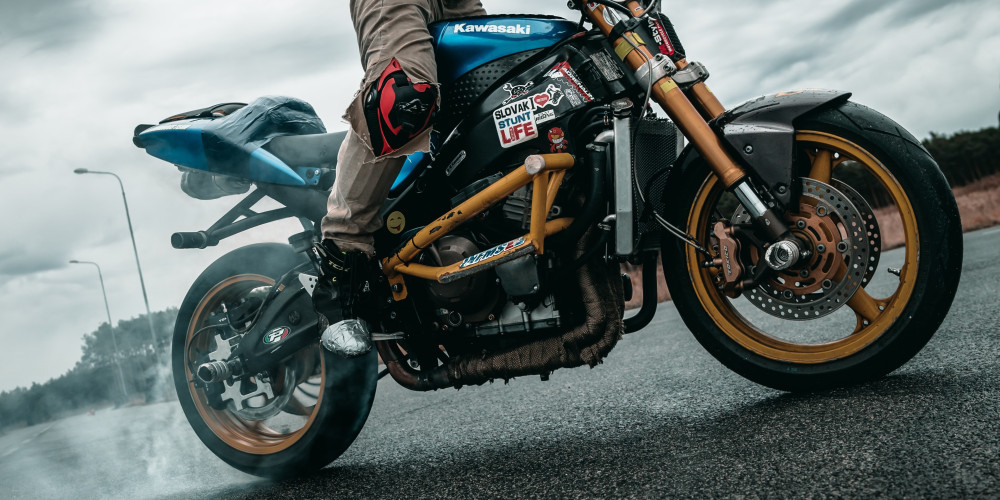 Burnout met een motorband
